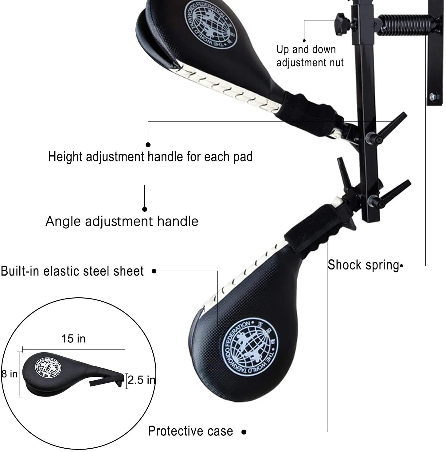Taekwondo Kick Pad Target Kicking Pads with Wall Mounted Bracket Hands-Free Striking Pads 3 Pack
