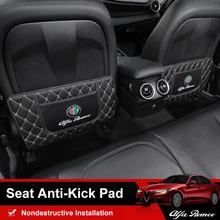 QHCP сиденье анти-удар коврик автомобильное сиденье анти-ребенок-Kick Pad защита наклейка Черное Красное микроволокно кожа 2 шт для Alfa Romeo Giulia