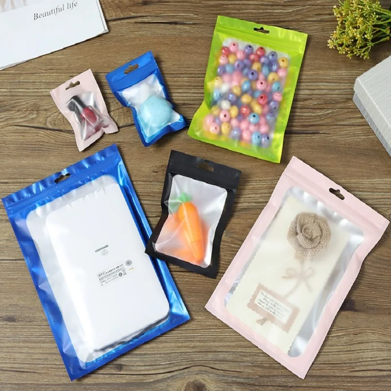 

Frosted Pearl Bag Mobile Phone Cable Case Plastic Packaging Bag Aluminum Oil Bag Ziplock Zipper Lock Zip Customized