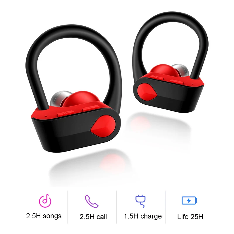 Беспроводные Bluetooth наушники с шумоподавлением Hi-Fi стерео спортивные наушники с Ушными крючками наушники с громкой связью для телефона MP3 4