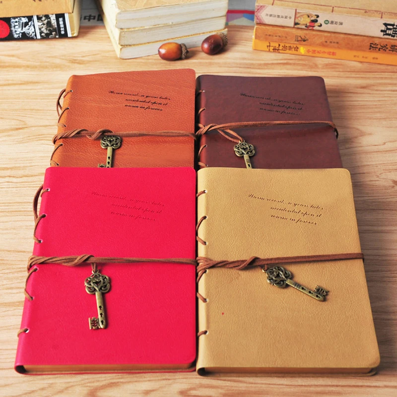 

Design Portable Leather Notebook Key Design Vintage Cowhide Paper Retro Diary Doodle Book Vintage Traveler Notebook