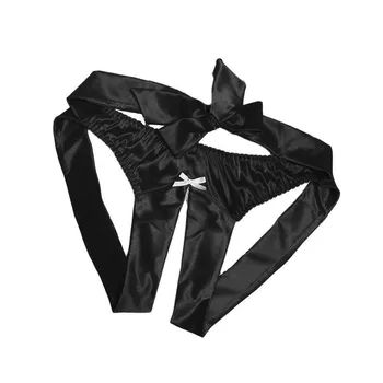 

Plus Size Women Sexy Lingerie Satin Hollow Bow Sexy Underwear Porno Briefs Erotic G-String Babydoll Crotchless Sexo Thong S-3XL