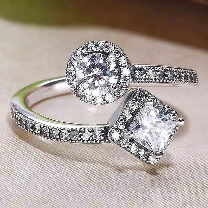 

Original Wholesale Abstract Elegance With Crystal Ring For Women 925 Sterling Ring Wedding Party Gift Fine Europe Jewelry