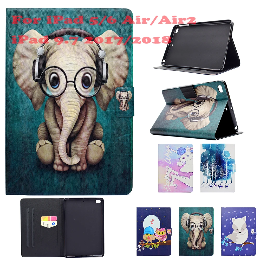 Модный чехол с рисунком для Apple New iPad 9 7 &quot2017 2018 A1822 A1954 Air 1 2 5 6 подставка слон лиса
