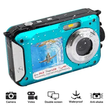 

Waterproof Anti-shake Digital Camera 1080P Full HD Underwater Camera 24 MP Video Recorder Selfie Dual Screen DV Recording Camera