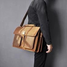Мужской портфель из натуральной кожи в античном стиле, большая вместительность, деловой 15," чехол для ноутбука, сумка-мессенджер, портфель, 1031