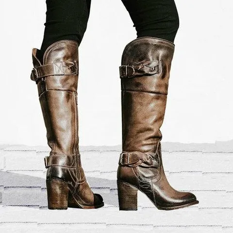 Женские сапоги до колена; chaussure; ботинки гладиаторские размера плюс; Винтажная обувь из искусственной кожи на высоком каблуке; женская обувь; zapatos mujer sapato; H595 - Цвет: gray