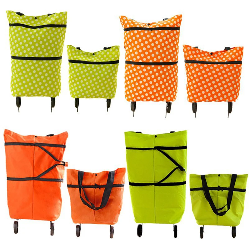 

1Pc Shopping Bag Foldable Eco Shopping Trolley Bag with Wheels Reusable Large Tote Portable Shopping Bags Trolley Grocery Bag