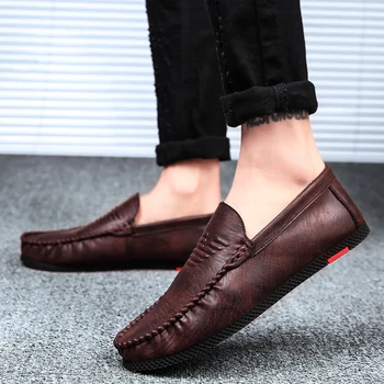 

2020 New Fashion Men Loafers Soft Moccasins High Quality Spring Autumn Genuine Leather Shoes Men Soft Flats Driving Shoes