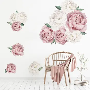 

Decorative Wall Sticker Creative Peony Flower Decal Home Bedroom Decor Accessory