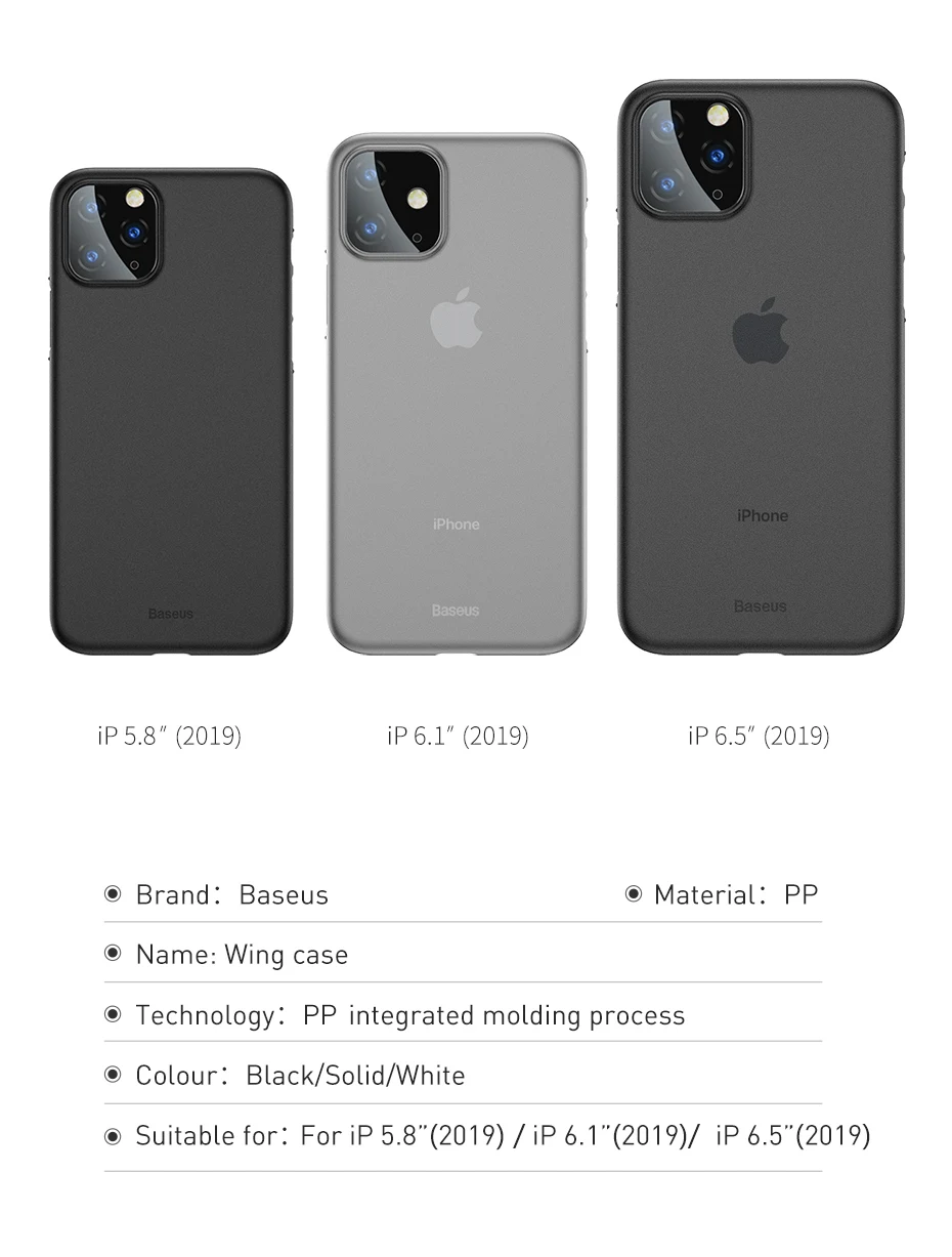 Роскошный чехол для телефона Baseus для iPhone 11 Pro Max Xs Max Xr X 11Pro, задняя крышка 0,4 мм, Ультратонкий чехол из полипропилена для iPhone11