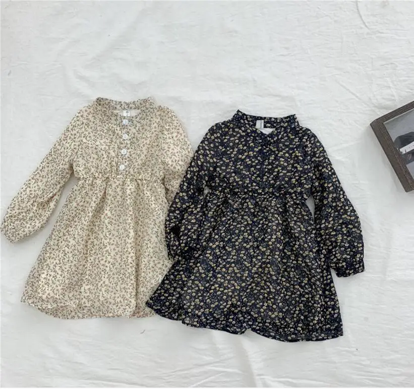 Платье с принтом для девочек осенние хлопковые платья для девочек от 1 до 6 лет, HW832