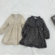 Платье с принтом для девочек осенние хлопковые платья для девочек от 1 до 6 лет, HW832