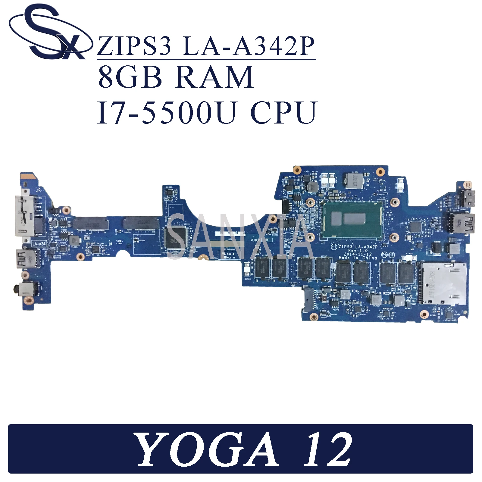 KEFU ZIPS3 LA A342P материнская плата для ноутбука Lenovo ThinkPad S1 YOGA 12 оригинальная 8G RAM I7