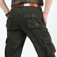 Модные мужские брюки-карго с большим карманом, хлопковые прямые свободные мешковатые шаровары, военные брюки, большие размеры 44