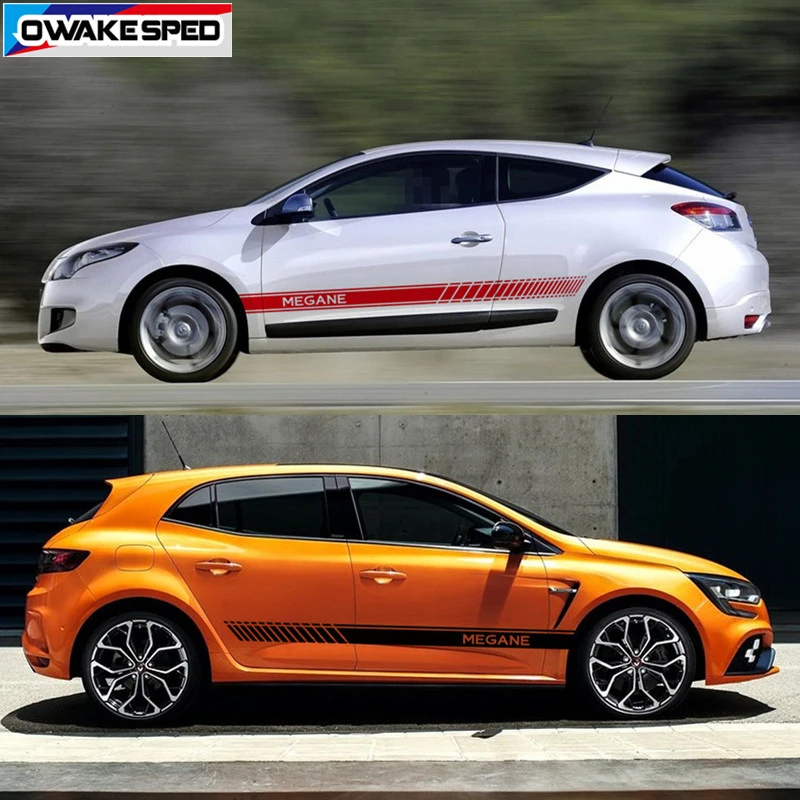 Двусторонняя Автомобильная спортивная полоса для Renault Megane GT RS Coupe 2009-19 авто дверь юбка наклейка гоночный стиль виниловая наклейка аксессуары
