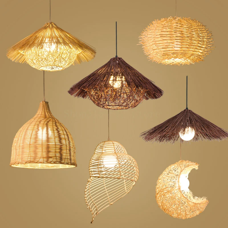 TOGEVAL Geweven Gras Lampenkap Voor Plafond Vintage Landelijke Stijl Voor Eetkamer Woonkamer Decor Handgemaakt Zacht Licht Aanpasbaar Ontwerp