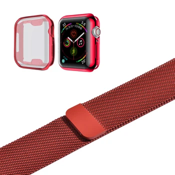 

Milanese Loop Bracelet strap for Apple Watch Series 4 5 With TPU Bumper Slim fit Case for IWatch 38mm 42mm 40mm 44mm strap Case