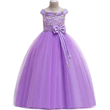 Новое платье с цветочным узором для девочек вечернее платье с бантом на одно плечо, вечеринка дня рождения событие детское платье принцессы для детей от 4 до 14 лет