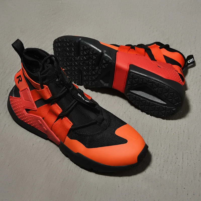 Мужские кроссовки в винтажном стиле; коллекция года; Kanye West; танцевальный светильник в стиле хип-хоп; дышащая мужская повседневная обувь; мужские кроссовки; zapatos hombre;#700 - Цвет: orange black