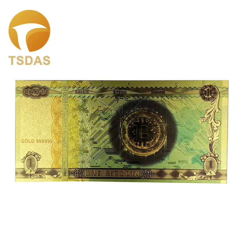 1 шт. красочные позолоченные банкноты один биткоин пластиковые сувенирные банкноты для сбора и подарков
