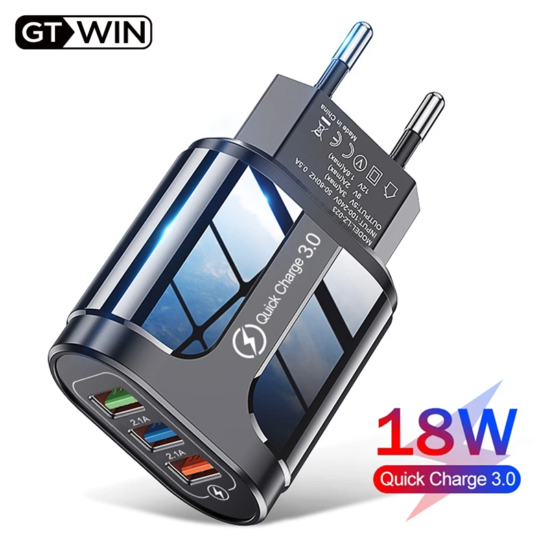 GTWIN 3 USB Fast Charger Quick Charge 3.0 Universal Wall Mobile Phone Charger for Samsung Xiaomi iPhone QC3.0 Charging Adapter 1