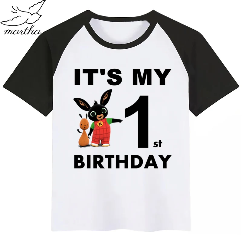 Новая детская футболка для детей с рисунком кролика и кролика, Забавные футболки с принтом на день рождения для девочек Одежда для девочек вечерние футболки