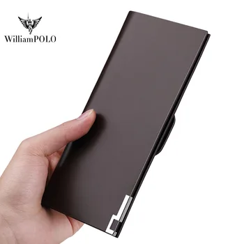 

WILLIAMPOLO Men's high-quality leather wallet with ultra-thin card slot and double folding detachable card holder pl221