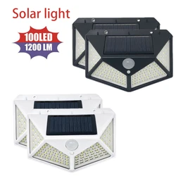 Applique murale solaire à 100 Led avec détecteur de mouvement PIR, imperméable, éclairage d'extérieur, luminaire décoratif, idéal pour un jardin 