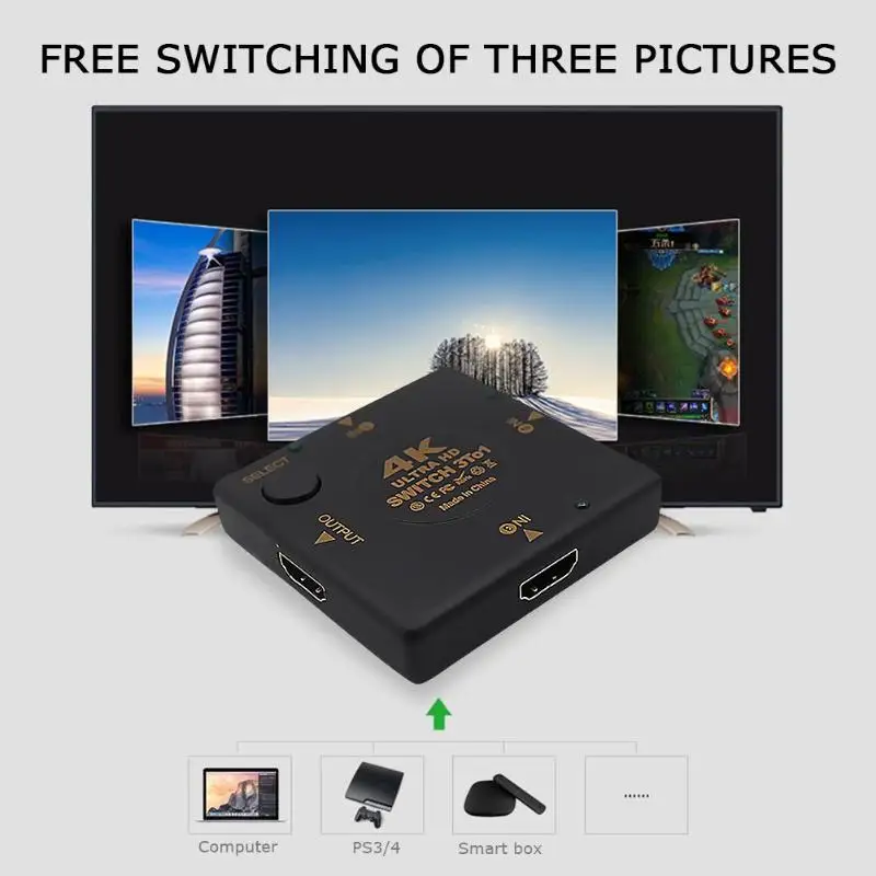Три порта 1080P HDMI видео коммутатор аудио сплиттер конвертер Поддержка 4K x 2K 3DTV поддержка ing HDTV 1,4 и HDCP реле