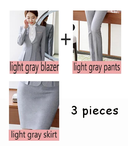 light 3 set Горячая Распродажа, женские формальные костюмы, женские униформы, элегантные деловые брюки, костюмы для женщин, рабочая одежда, офисные костюмы, блейзеры - Цвет: light 3 set