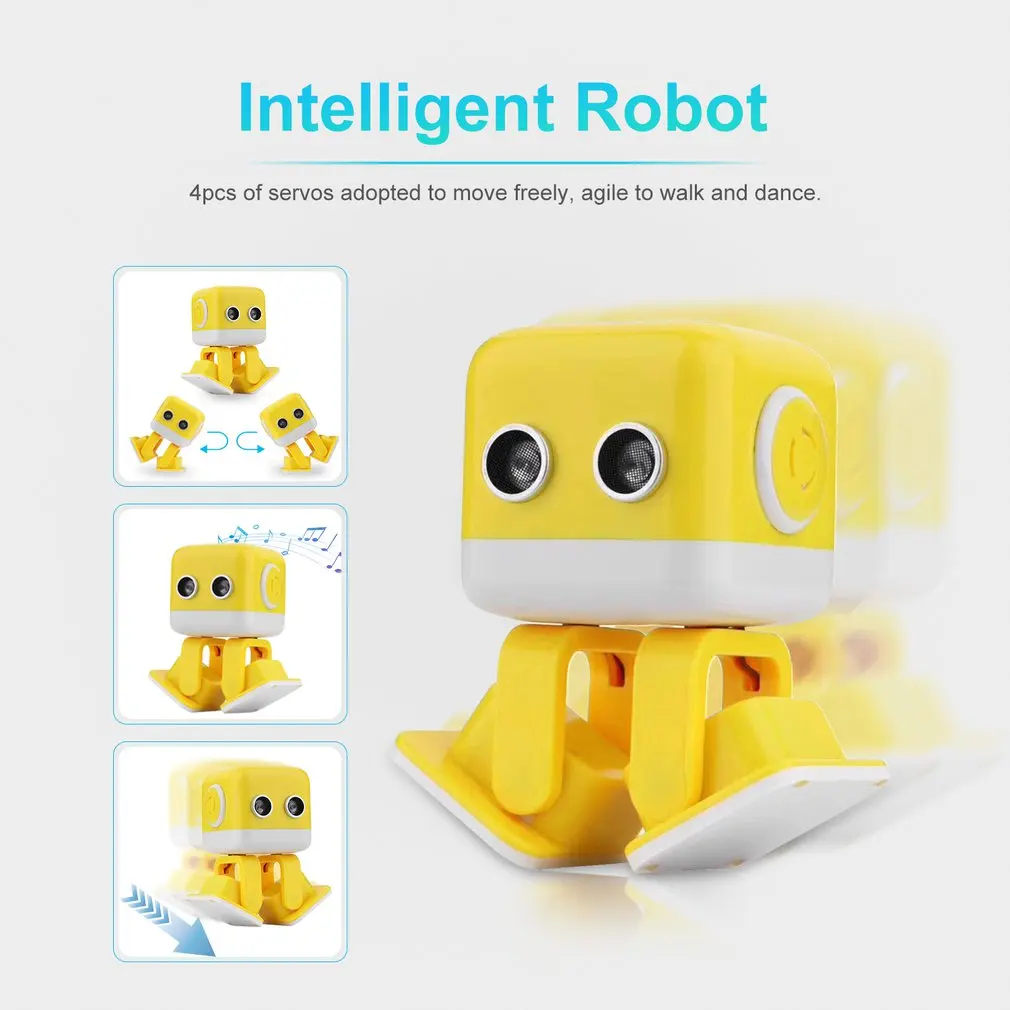 WLtoys Cubee F9 Интеллектуальный мини-робот для ходьбы, музыкальный танцевальный светильник, детская игрушка, программирование, приложение, дистанционное управление, препятствие, авои танец