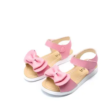 

New Summer Sandals Bow Children Shoes Girls Sandals Baby Korean Party Princess Soft Beach Shoes Solid for 1-12years old