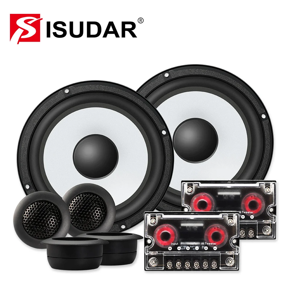 ISUDAR SU601 Car Component Speaker System 6.5 Inch 2 Way Vehicle Door Auto Audio Stereo Speakers Set HiFi With Tweeter Crossover