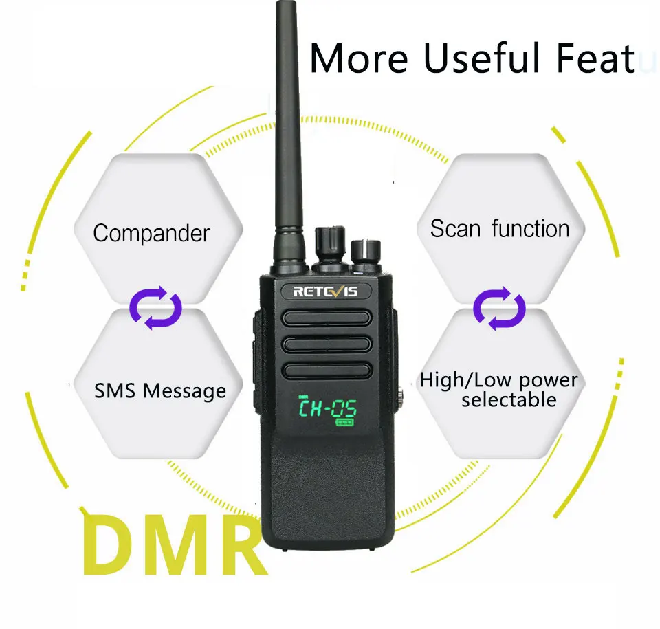 2 шт. Высокая мощность DMR радио цифровой IP67 водонепроницаемая рация Retevis RT50 дисплей УВЧ; Голосовое управление портативный 2 способ радио