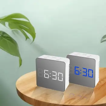 

LED Mirror Alarm Clock Digital Snooze Table Clock Wake Up Light Electronic Large Time Temperature Display Home Decoration Clock