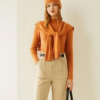 

100% pure cashmere pure color versatile warm knitted scarf shawl dual use fake cardigan foreign trade original list