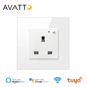

AVATTO WiFi Smart Wall 16A Socket,UK/EU/FR Glass Panel Outlet ,Tuya Smart Life Remote Control,Works with Alexa Google Home