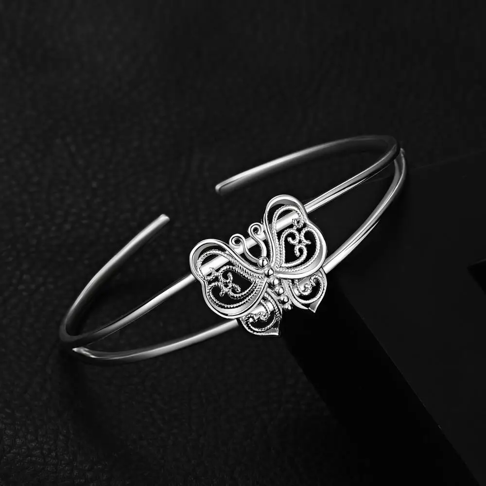 JewelryPalace 925 пробы 100% серебро Винтаж филигрань полые бабочка разделение браслет на