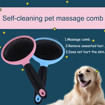 

Pet Comb Self-cleaning Round Head Steel Needle Beauty Needle Combs Soft Bottom Dog Hair Brush Environmental Massage Hair Removal
