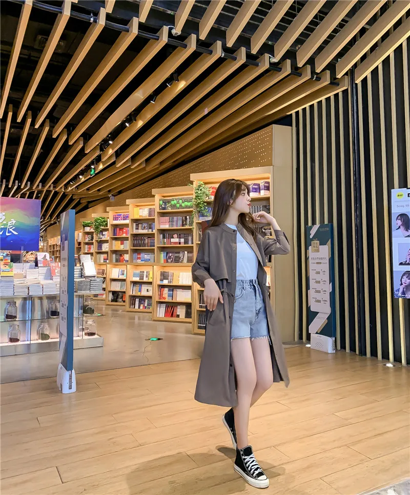 Фотосессия осень Стиль Ретро мода Британский Стиль Простой записная книжка С ПЕРЕПЛЕТОМ с подходят шикарные Тренч средней длины пальто