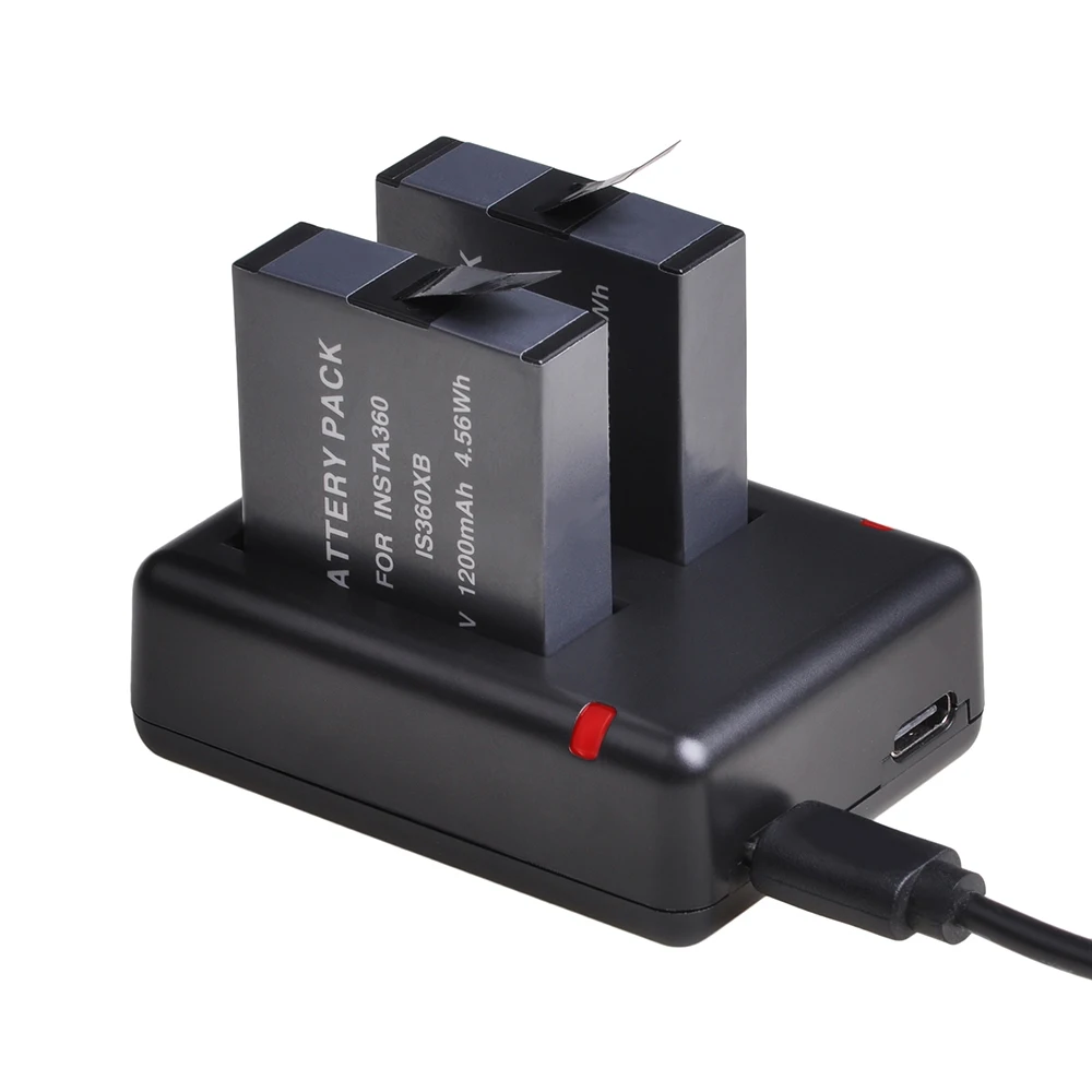 3 шт 1200mAh Один X аккумулятор+ двойное USB зарядное устройство с портом типа C для Insta360 Один X батареи камеры