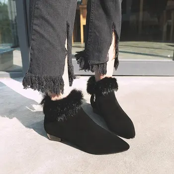 

autumn and winter snow boots women fashion fur warm cotton short boots woman waterproof non-slip flat shoes woman gh