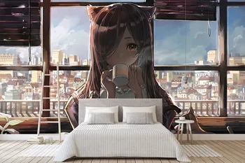 

[Self-Adhesive] 3D Long Hair Anime Girl 102 Japan Anime Wall Paper mural Wall Print Decal Wall Murals Belly