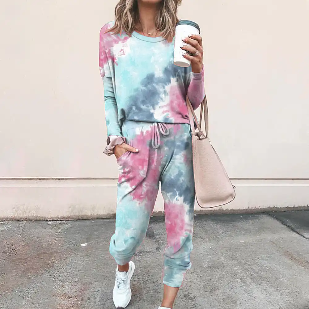 Tie dye sweatshirt sweatpants set Clearance