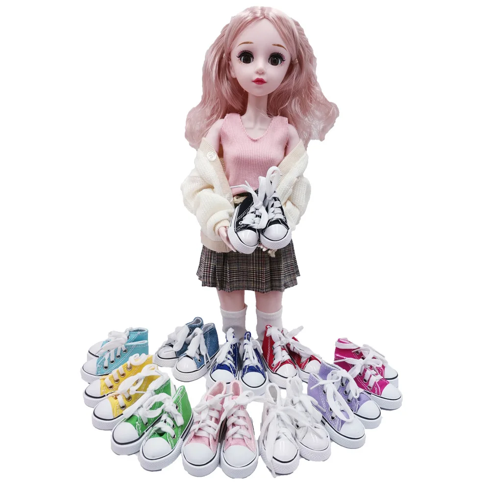 1/3 Doll Shoes 7.5cm Canvas Sneaker Shoes Hand Made Doll Accessories Doll Boots Sneakers Girls Clothes for Bjd 1/4 Doll