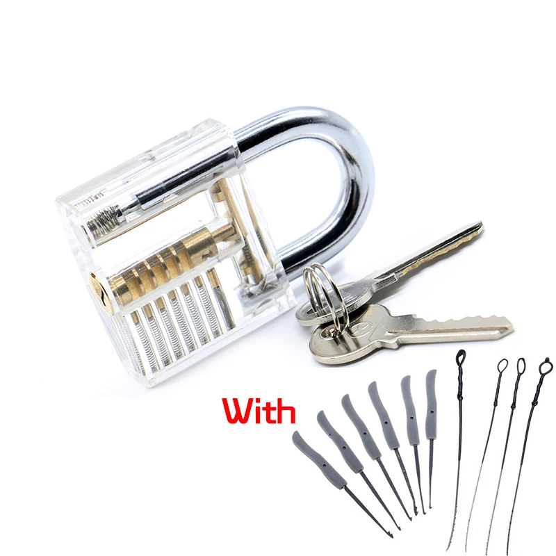 

Transparent Visible Pick Cutaway Practice Padlock Lock With Broken Key Removing Hooks Lock Kit Extractor Set Locksmith Tool