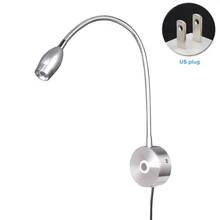 Светодиодный светильник для чтения, мини, яркий, для помещений, для учебы, с регулируемой яркостью, Алюминиевый, сенсорный выключатель, гибкий, с гусиной головкой, настенный, прикроватный, для гостиной