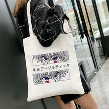 Japanese Hunter X Hunter Kurapika Shopper Bag Anime Shopping Bag Canvas Bag Cartoon Large Capacity Punk Handbags Shoulder Bag
