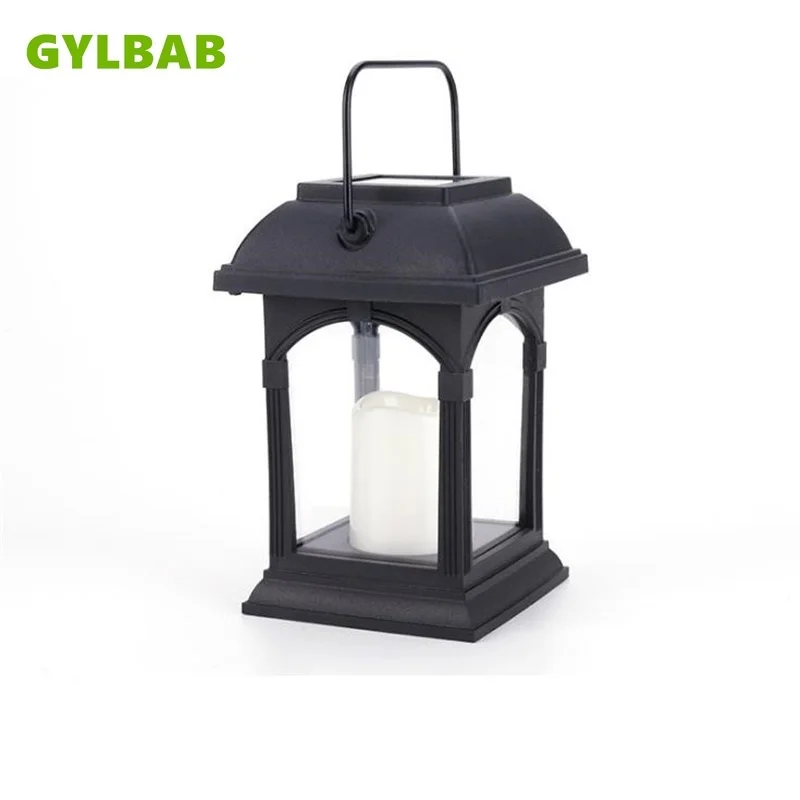 Gylbabb ретро уличный фонарь водонепроницаемый пламя мерцающий пейзаж садовый фонарь Свеча фонарь светодиодный солнечный Ночной Настенный светильник для улицы - Wattage: Candle
